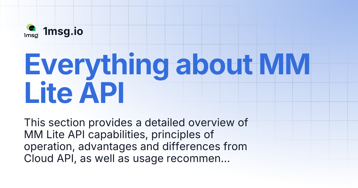Everything about MM Lite API | 1msg.io